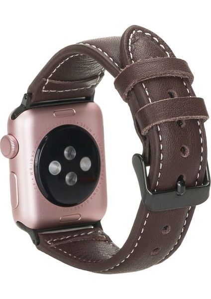 Apple Watch Uyumlu Deri Kordon 42-44-45MM Nm1-As3 Kahverengi
