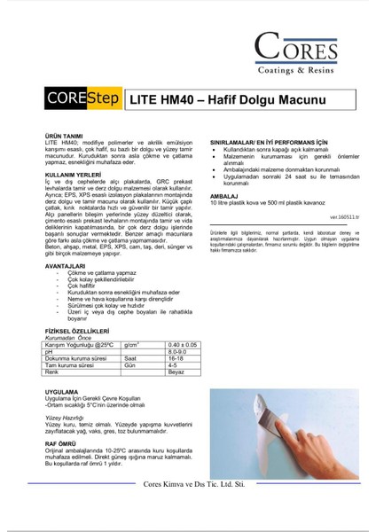 HM40 Hafif Pamuk Dolgu Macunu fırsatları