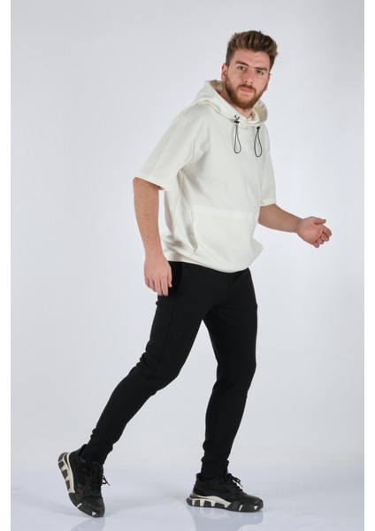 Gualtıero Oversize Kısa Kol Kapüşonlu Erkek Sweatshirt - Günlük Kombinleriniz İçin fiyatları