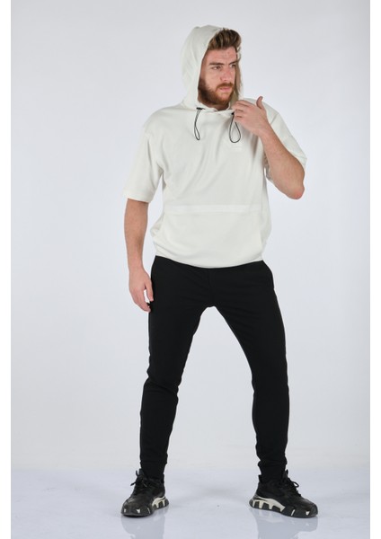 Gualtıero Oversize Kısa Kol Kapüşonlu Erkek Sweatshirt - Günlük Kombinleriniz İçin fırsatları