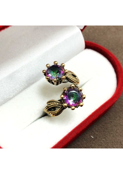 Mistik Topaz Taşlı 925 Ayar Otantik Gümüş Bayan Yüzük