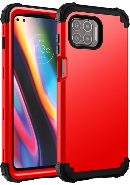 Motorola Moto G 5g Artı Için Pc + Silikon Kılıfı Kırmızı + Siyah (Yurt Dışından)