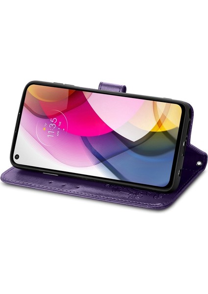 Motorola Moto G Stylus 2021 Dört Yapraklı Yonca Pu Kılıf Mor (Yurt Dışından) fırsatları