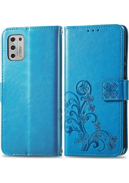 Motorola Moto G Stylus 2021 Dört Yapraklı Yonca Pu Kılıf Mavi (Yurt Dışından) fiyatları