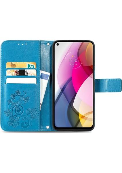 Motorola Moto G Stylus 2021 Dört Yapraklı Yonca Pu Kılıf Mavi (Yurt Dışından) modelleri
