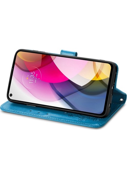 Motorola Moto G Stylus 2021 Dört Yapraklı Yonca Pu Kılıf Mavi (Yurt Dışından) fırsatları