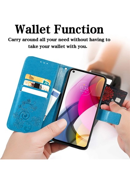 Motorola Moto G Stylus 2021 Dört Yapraklı Yonca Pu Kılıf Mavi (Yurt Dışından) indirimleri