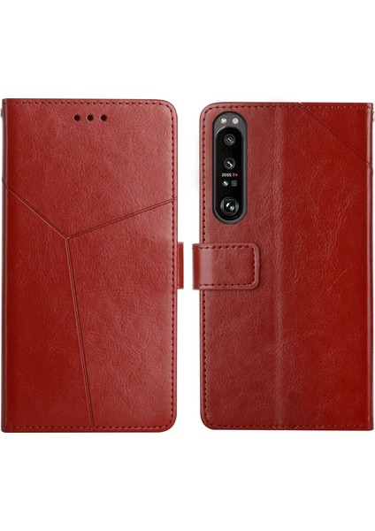 Sony Xperia Için Y Dikiş Deri Kılıfı 1 Iıı Kahverengi (Yurt Dışından)