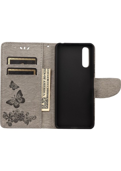 Sony Xperia 10 Iıı Için Kabartmalı Çiçek Kelebek Kılıfı Gri (Yurt Dışından) fırsatları