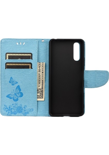 Sony Xperia 10 Iıı Için Kabartmalı Çiçek Kelebek Kılıfı Mavi (Yurt Dışından) fırsatları