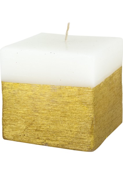 Altın Taramalı 9X9X9 cm Mum