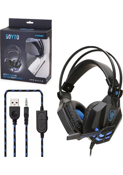 SYN850MV USB Siyah Mavi Için Bilgisayar Kulaklık (Yurt Dışından)