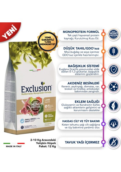 Mediterraneo Monoprotein Kuzu Etli Tahıllı Küçük Irk Yetişkin Köpek Maması 500 G fiyatları