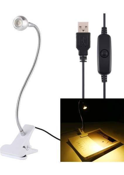 3 W 360 Derece Rotasyon USB Giriş Metal Esnek LED Sarı Işık - Beyaz (Yurt Dışından)