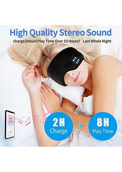 Yükseltilmiş Uyku Müzik Göz Maskesi Kulaklıklar Handsfree Stereo Mavi (Yurt Dışından) fiyatları