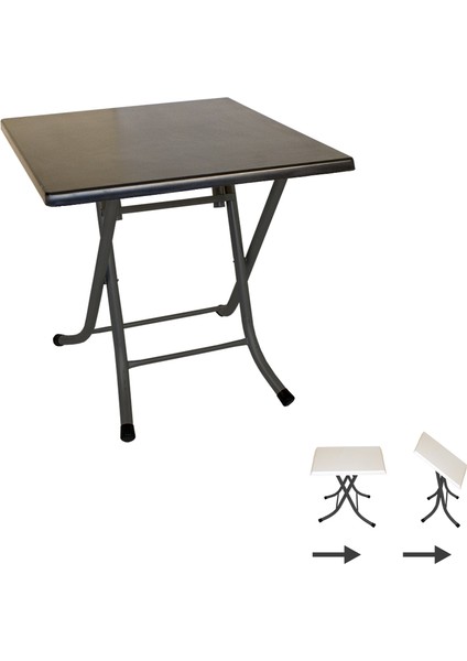 Klasik Katlanır Werzalit Kare Tabla Masa (70X70) - Siyah