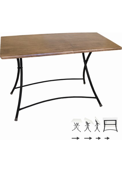 Modern Katlanır Werzalit Tabla Masa (80X120) - Antik Dark