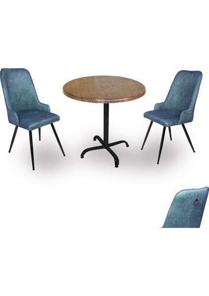 Indigo Werzalit Yuvarlak - Çırağan Fiskos Seti (90 cm Çap) - Antik Dark Mavi