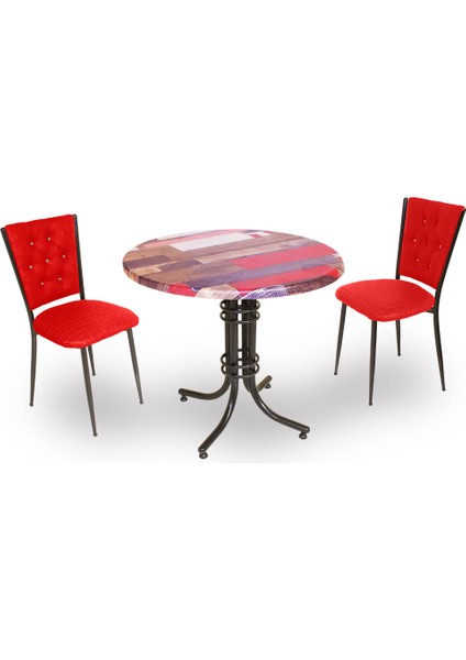 Buket Werzalit Yuvarlak Esb-Kapitoneli Fiskos Seti - Red Wood Kırmızı