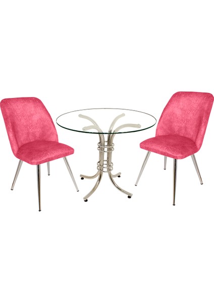 Buket Yuvarlak Cam - Nilüfer Fiskos Seti - Pembe