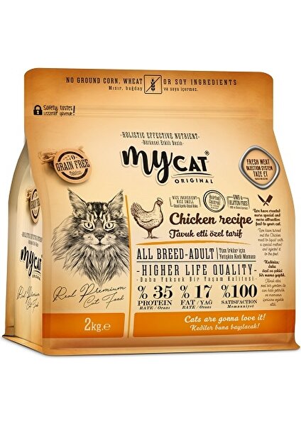 My Cat Mycat Low Grain Tavuk Etli All Breed-Tüm Irklar Için Kedi Maması (2kg)