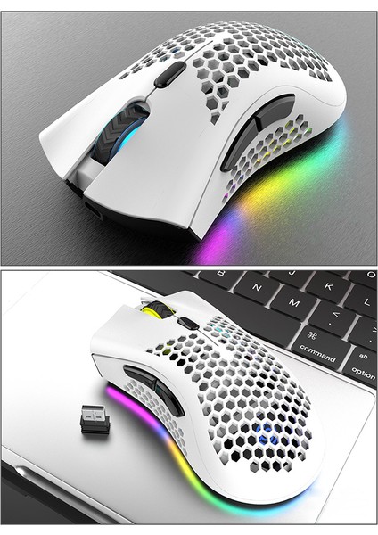 2.4g Işıklı Kablosuz Oyun Mouse - Beyaz (Yurt Dışından)