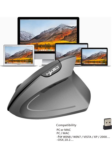 T24 2.4g Kablosuz Dikey Ergonomik Mouse - Gri (Yurt Dışından) indirimleri