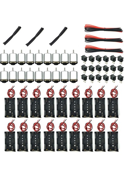 18 Takım Dc Motor Kiti - Mini Elektrikli 1.5-3V 24000RPM Hobi Motoru