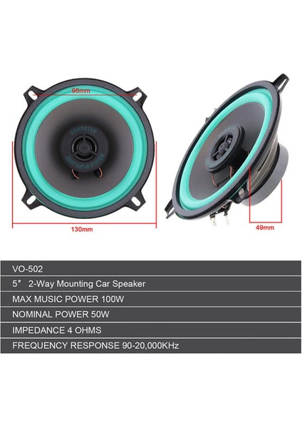5 "2 Yollu Araba Hoparlör Tam Aralıklı Otomobil Ses Hoparlörleri 100W Dayanıklı fiyatları