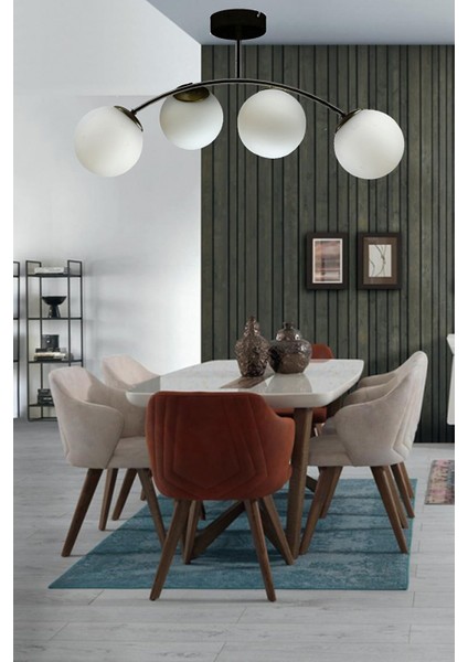 Veronika Modern Globe Kapalı Camlı 4lü Avize