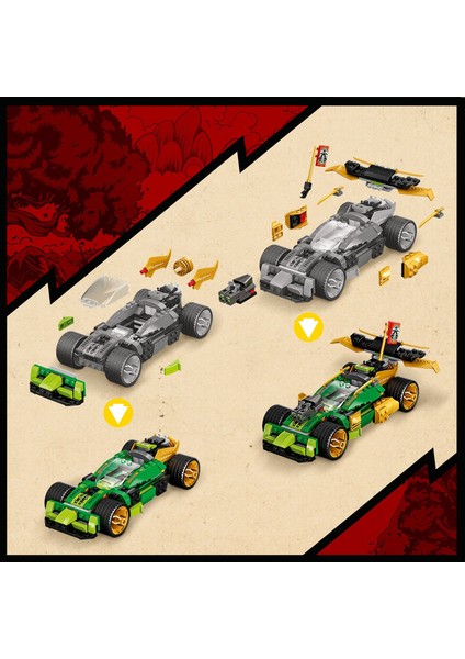 NINJAGO® Lloyd#un Yarış Arabası EVO 71763 - 6 Yaş ve Üzeri için NINJAGO Lloyd ve Yılan Figürleri İçeren Oyuncak Yapım Seti (279 Parça)