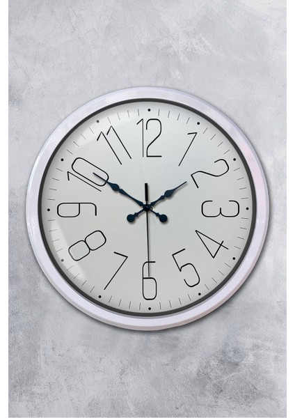 52 cm Beyaz Metal Klasik Duvar Saati