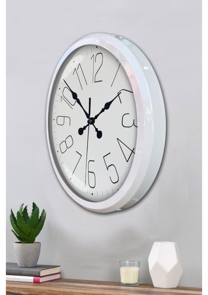 52 cm Beyaz Metal Klasik Duvar Saati modelleri