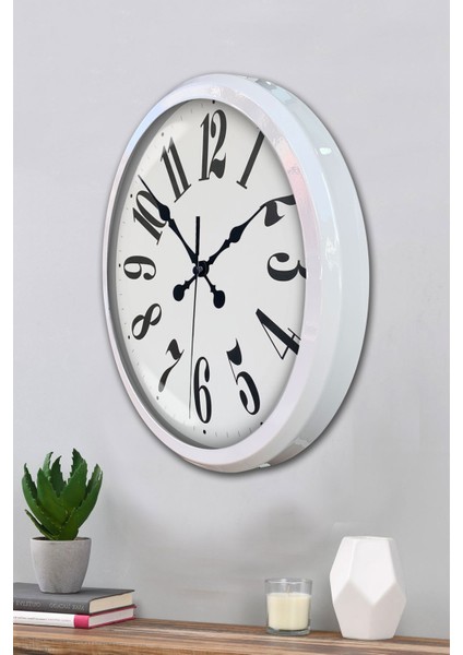 52 cm Beyaz Metal Klasik Duvar Saati modelleri