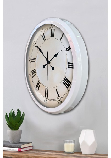 52 cm Beyaz Metal Dakika Duvar Saati modelleri