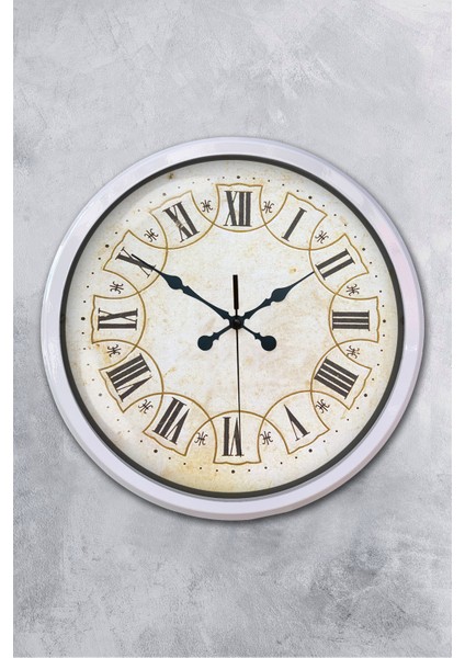 52 cm Beyaz Metal Dekoratif Duvar Saati