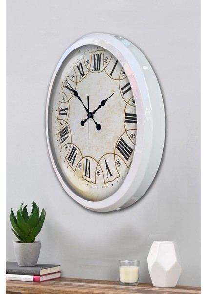 52 cm Beyaz Metal Dekoratif Duvar Saati modelleri