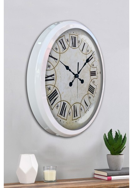 52 cm Beyaz Metal Dekoratif Duvar Saati fırsatları