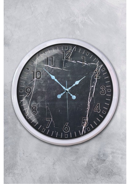 52 cm Beyaz Metal Desenli Duvar Saati