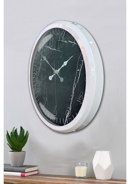 52 cm Beyaz Metal Desenli Duvar Saati modelleri