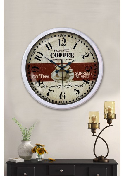 52 cm Beyaz Metal Espresso Duvar Saati fiyatları