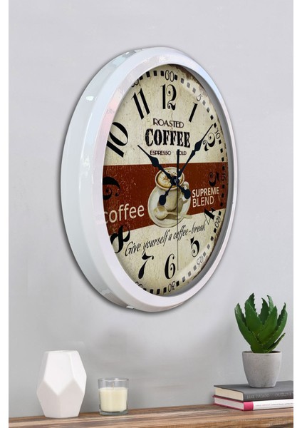 52 cm Beyaz Metal Espresso Duvar Saati fırsatları