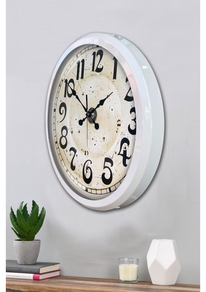 52 cm Beyaz Metal Font Duvar Saati modelleri