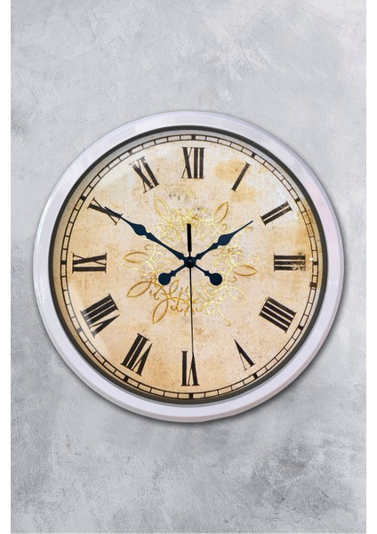 52 cm Beyaz Metal Hattat Duvar Saati