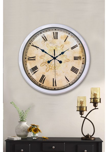 52 cm Beyaz Metal Hattat Duvar Saati fiyatları