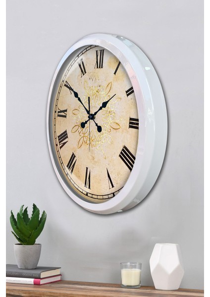 52 cm Beyaz Metal Hattat Duvar Saati modelleri