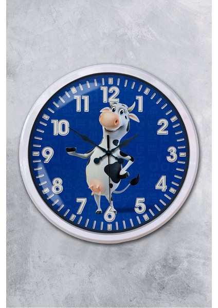 52 cm Beyaz Metal Inek Duvar Saati