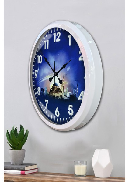 52 cm Beyaz Metal Islam Duvar Saati modelleri