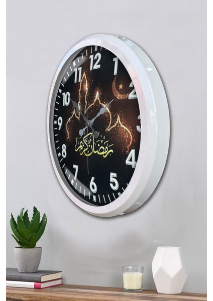 52 cm Beyaz Metal Islamic Duvar Saati modelleri