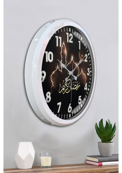52 cm Beyaz Metal Islamic Duvar Saati fırsatları